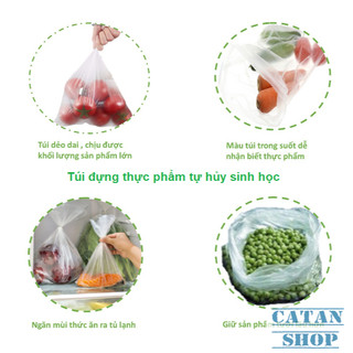 Túi Đựng Thực Phẩm Tự Hủy Sinh Học 3 Cuộn Gồm 2 size L Và 1 Size M Bọc Đựng Thức Ăn Tự Phân Hủy Bảo Vệ Môi Trường