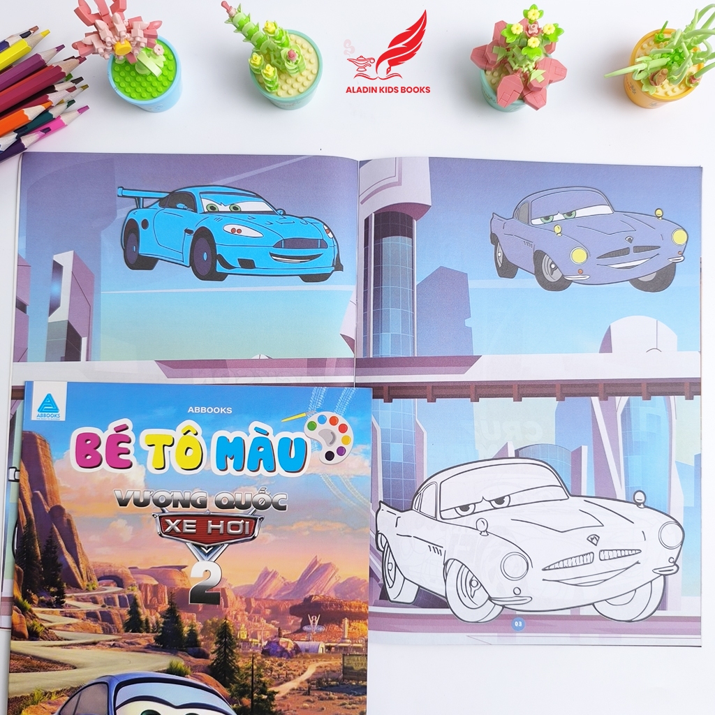 Sách - Bộ 4 Quyển Tô Màu Chủ Đề Vương Quốc Xe Hơi –Phương Tiện Giao Thông – Cho Bé 3-8 Tuổi Bìa Mềm