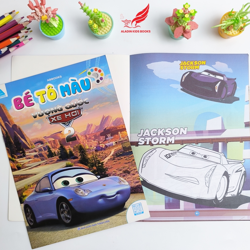Sách - Bộ 4 Quyển Tô Màu Chủ Đề Vương Quốc Xe Hơi –Phương Tiện Giao Thông – Cho Bé 3-8 Tuổi Bìa Mềm