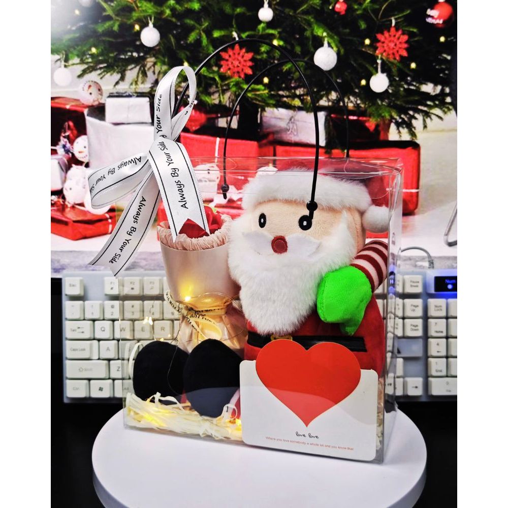 Túi Set Gấu Bông Quà Tặng Giáng Sinh Noel Hộp Mica Trong Suốt Làm Quà Tặng Cho Trẻ Em, Em Bé,Người Thân Dịp Noel, Bobesu