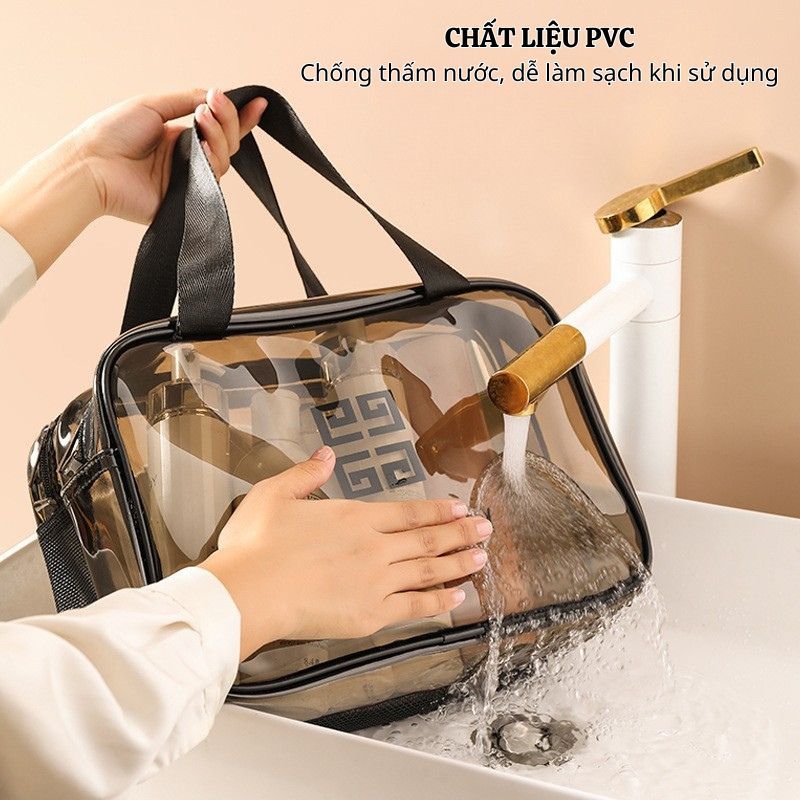 Túi Nhựa PVC Trong Suốt Đựng Đồ Đa Năng ENODA HOME, Túi Đựng Mỹ Phẩm, Đồ Trang Điểm 1/2 Ngăn Chống Thấm Nước TuiPVC002