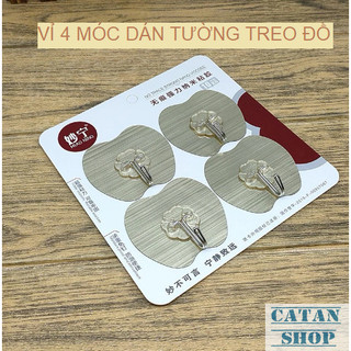 Vỉ 4 Móc Treo Đồ Dán Tường Siêu Dính Chịu Lực Nặng 10kg, Móc Gắn Tường Treo Đồ Dùng Hàng Ngày Đa Năng
