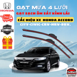 Gạt Mưa Ô Tô HONDA ACCORD, BRIO, CRV, HRV, RV, CITY,CIVIC,ACCORD,ACURA Silicon 4 Lưỡi Gạt Sạch Êm 4L