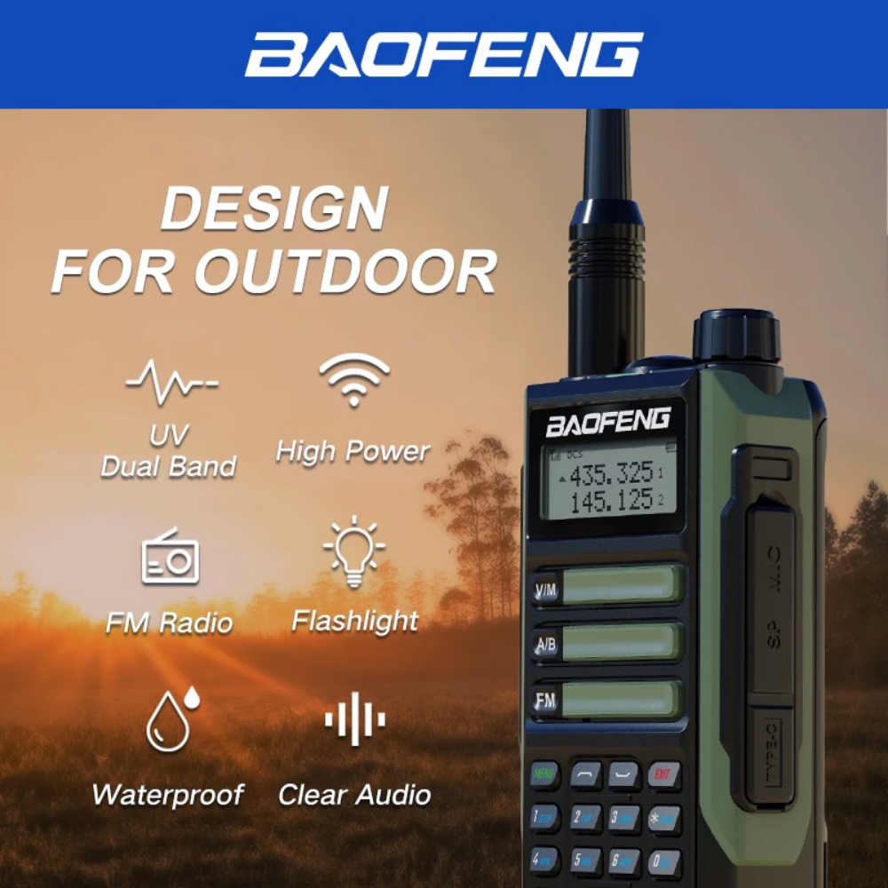 Bộ Đàm Baofeng UV-16R Pro Kết Nối 2 Chiều, Chống Thấm Nước IP68, Bao Gồm Đầy Đủ Phụ Kiện Đi Kèm