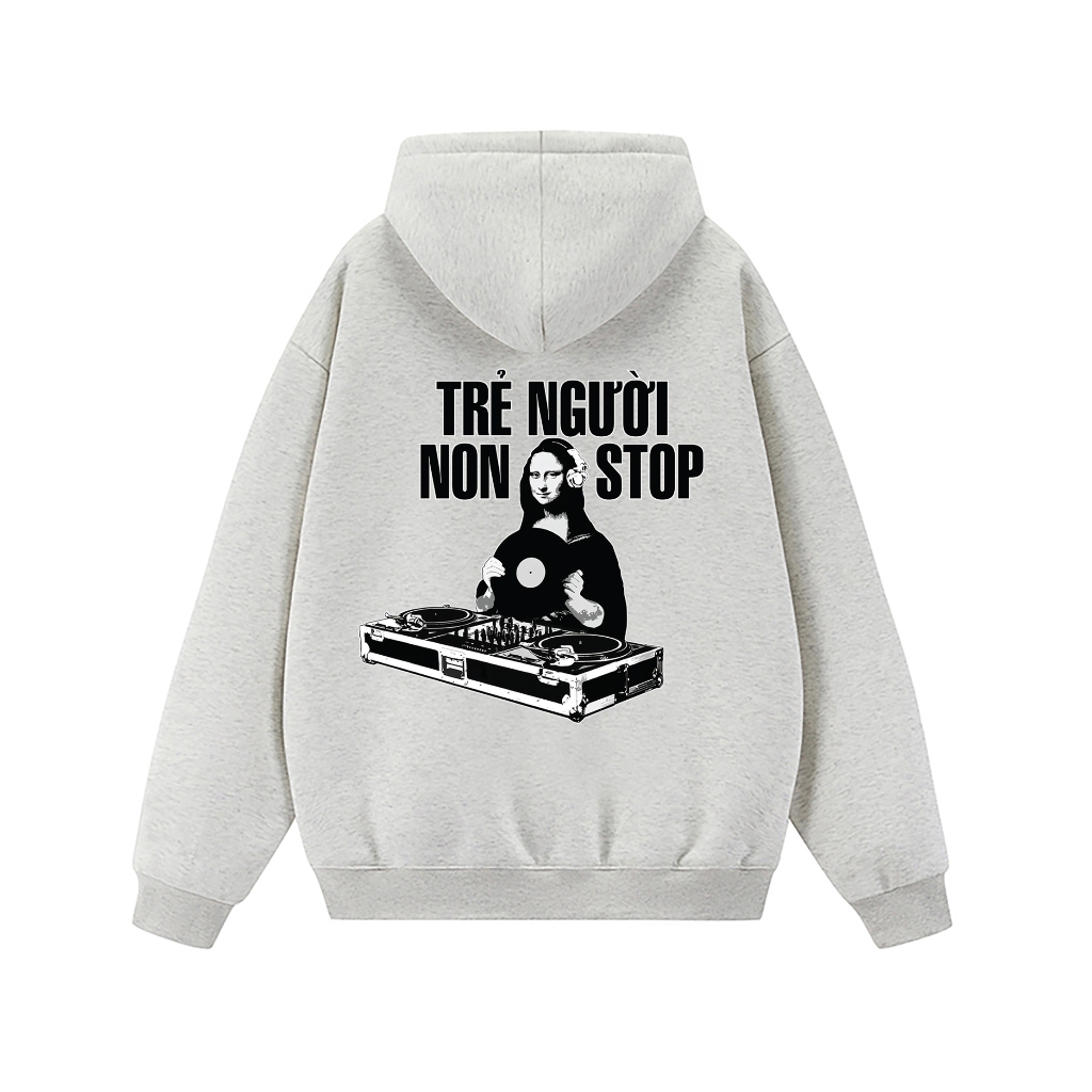 Vớ Vẩn Vui Tươi Áo Hoodie Nỉ Bông Nam Nữ In Họa Tiết TRẺ NGƯỜI NON STOP RedLabel Dày Dặn Form Mũ Rộng