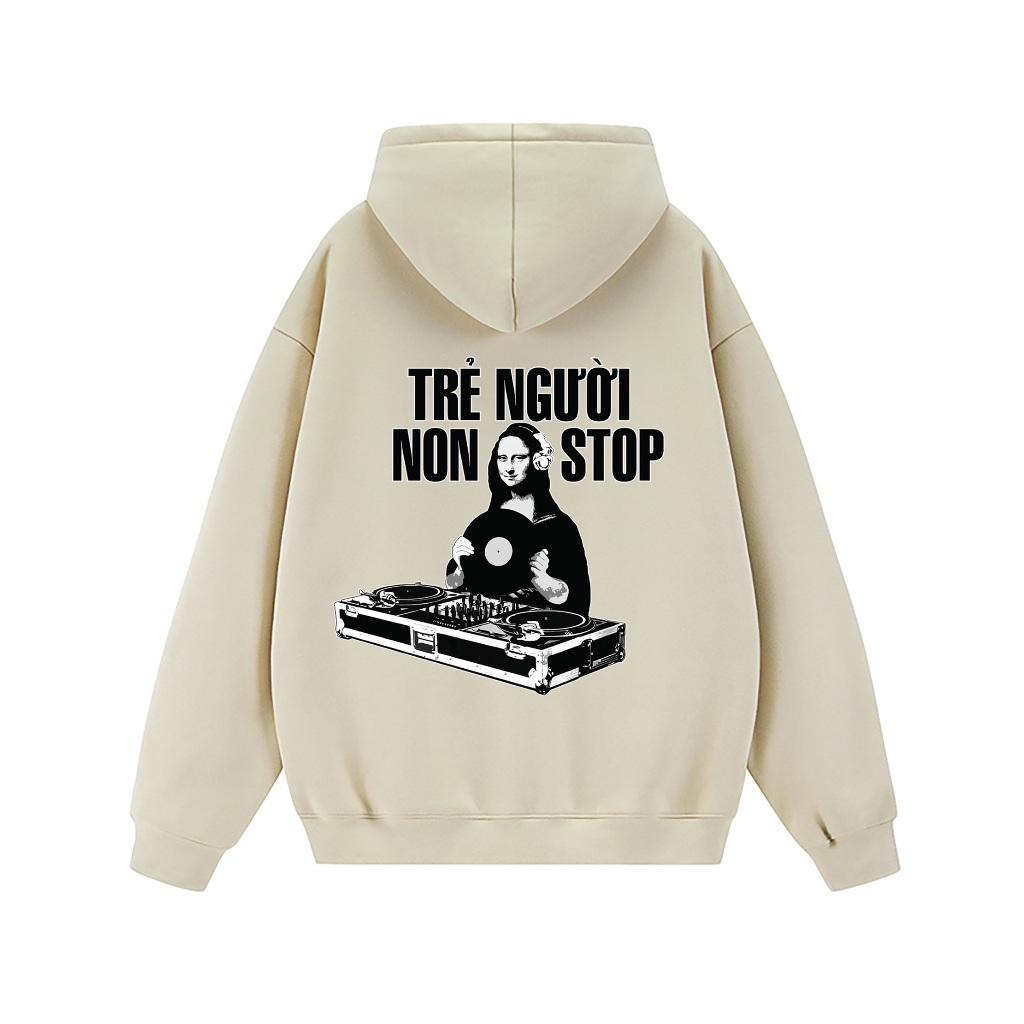 Vớ Vẩn Vui Tươi Áo Hoodie Nỉ Bông Nam Nữ In Họa Tiết TRẺ NGƯỜI NON STOP RedLabel Dày Dặn Form Mũ Rộng
