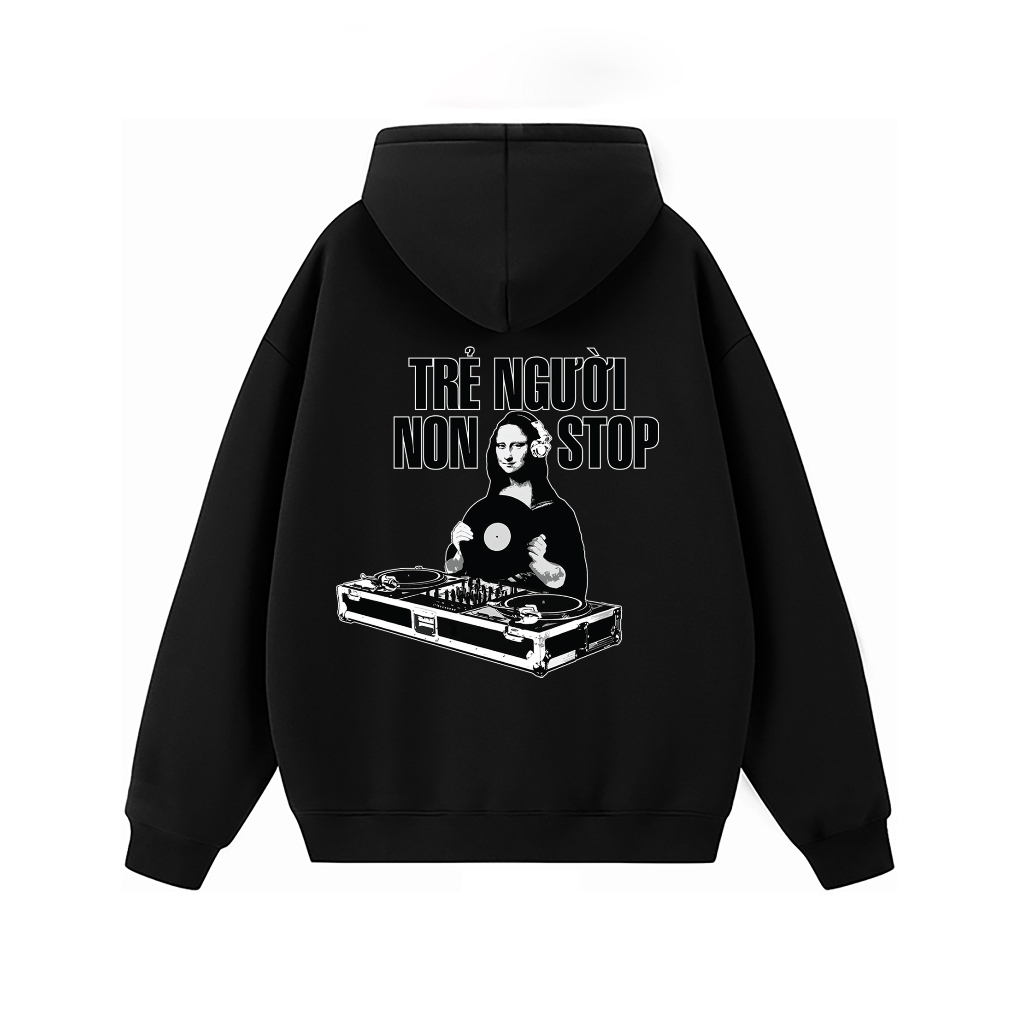 Vớ Vẩn Vui Tươi Áo Hoodie Nỉ Bông Nam Nữ In Họa Tiết TRẺ NGƯỜI NON STOP RedLabel Dày Dặn Form Mũ Rộng