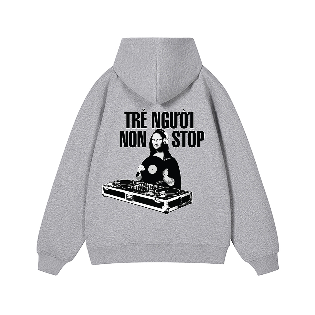 Vớ Vẩn Vui Tươi Áo Hoodie Nỉ Bông Nam Nữ In Họa Tiết TRẺ NGƯỜI NON STOP RedLabel Dày Dặn Form Mũ Rộng