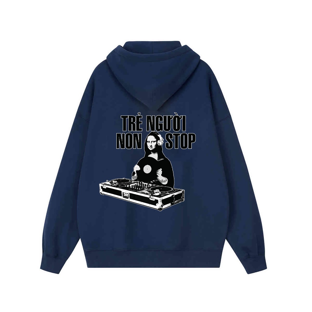 Vớ Vẩn Vui Tươi Áo Hoodie Nỉ Bông Nam Nữ In Họa Tiết TRẺ NGƯỜI NON STOP RedLabel Dày Dặn Form Mũ Rộng