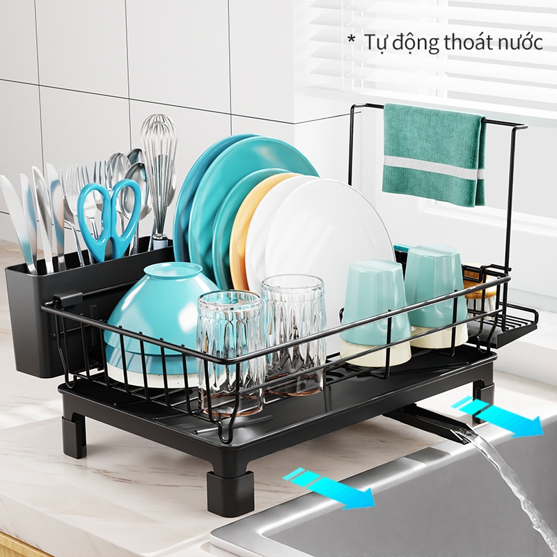Lifinity Kệ Đựng Chén Bát Cao Cấp - Thiết Kế Dẫn Nước Thông Minh, Giá Đũa Muỗng Tiện Lợi