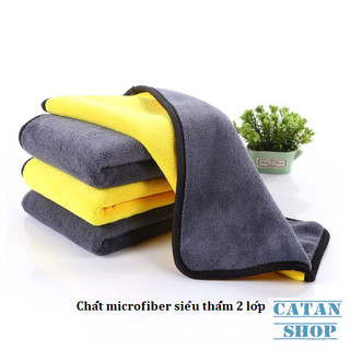 Khăn lau rửa xe ô tô Microfiber siêu thấm hút nước, lau bếp, lau kính chuyên dụng có 2 mặt cao cấp GD749-KhanLXe