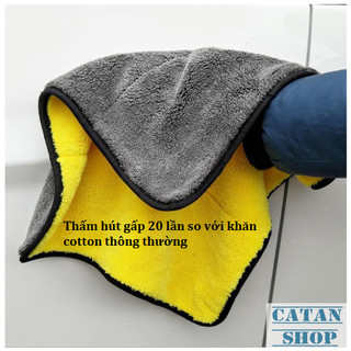 Khăn lau rửa xe ô tô Microfiber siêu thấm hút nước, lau bếp, lau kính chuyên dụng có 2 mặt cao cấp GD749-KhanLXe