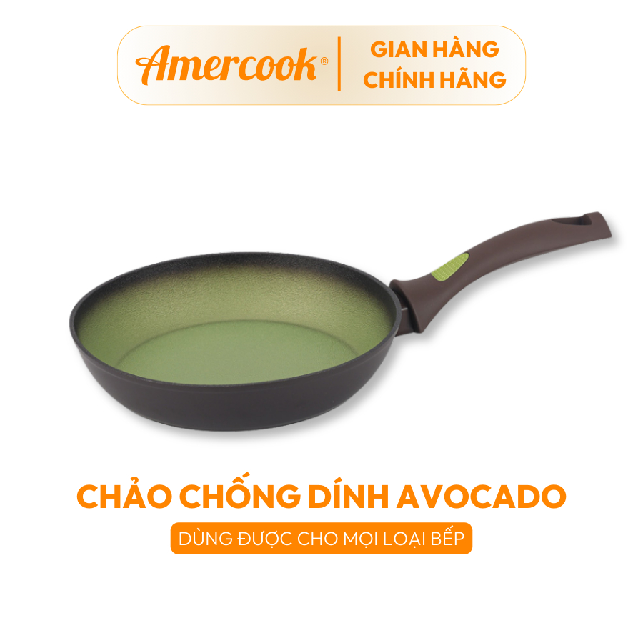 Chảo rán nhôm rèn chống dính Avocado - AMERCOOK 20cm, 24cm, 28cm chống ...
