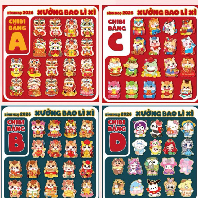 20 Bao Lì Xì Chipi Chủ Đề Tết Bính Ngọ Đa Dạng Mẫu Mã Kiểu Dáng