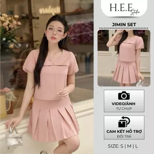 H.E.E - Set váy Jimin Set thiết kế áo tay bồng kết hợp chân váy xếp ly vibe nhẹ nhàng