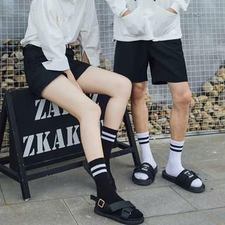 Set 10 đôi tất cổ cao unisex thể thao kẻ sọc nam nữ, tất đi học đi làm phong cách Hàn Quốc