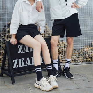 Set 10 đôi tất cổ cao unisex thể thao kẻ sọc nam nữ, tất đi học đi làm phong cách Hàn Quốc