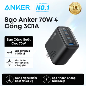 Củ sạc nhanh Anker Zolo A121C 70W 4 cổng, PD 3.0