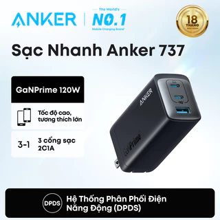 Anker 737 GaNPrime, 120W USB C Charger, PPS 3-Port Fast Compact Foldable Wall Charger for MacBook Pro/Air iPad Pro A2148