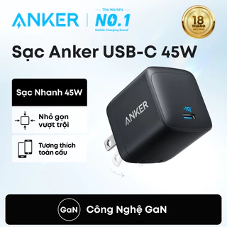 Bộ sạc Anker 45W USB C, Bộ sạc nhanh PPS có thể gập lại cho iPhone 16/15 trở lên, Hỗ trợ sạc siêu nhanh 2.0 cho A2677
