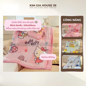 Chăn Đũi Cotton Cho Bé Đi Học Hình Dễ Thương Mềm Mịn Thoáng Khí Mùa Hè Thu Kèm Túi Zip 110x150cm