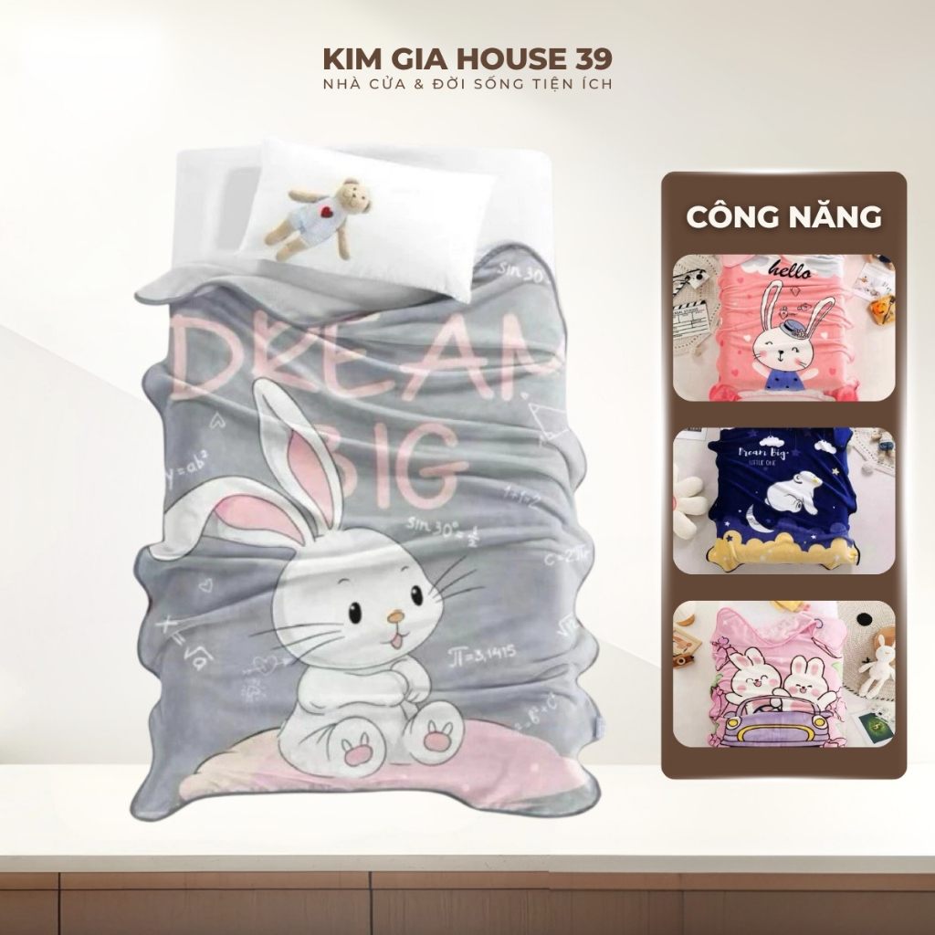 Chăn Tuyết Nhung Cho Bé Đi Học Hình Thú Ngộ Nghĩnh Mềm Mịn Nhẹ Ấm Kích Thước 1Mx1M4 Giặt Nhanh Khô