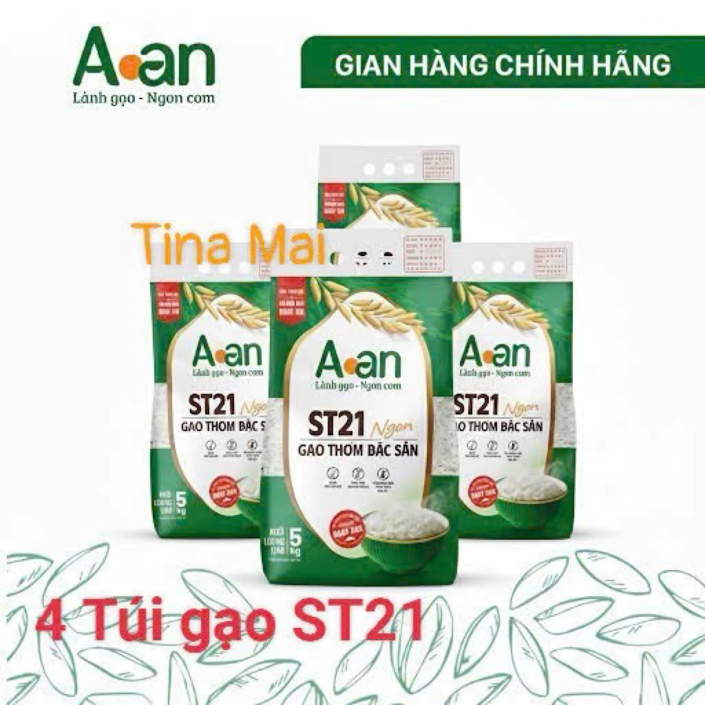 Combo 4 Túi (20 kg) Gạo ST21 A AN - Gạo thơm nhẹ, hương tự nhiên và rất dẻo mềm, cơm nguội không bị khô. gạo dẻo