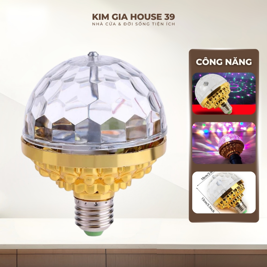 Đèn Led 7 Màu Cực Sáng, Đèn Led Tự Xoay 360 Độ Trang Trí Phòng Ngủ Quán Bar Sân Khấu Kèm Đui Cắm Tiện Dụng