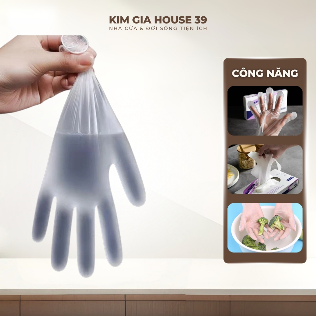 Hộp 100 Găng Tay Nấu Ăn Bay Siêu Dai TPE Cao Cấp Không Mùi Chống Nhăn Dùng 1 Lần