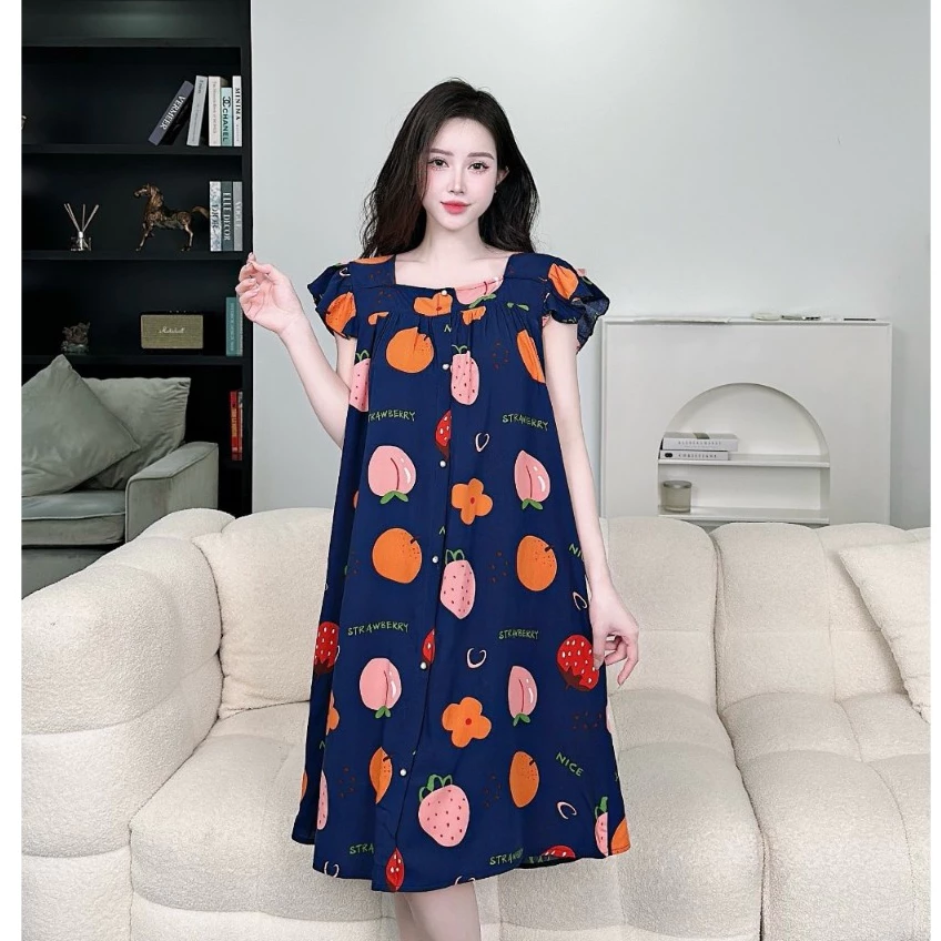 (Có đủ size đến 100kg)Váy lanh bầu bigsize mặc ở nhà,đi ngủ cực mát ảnh 4