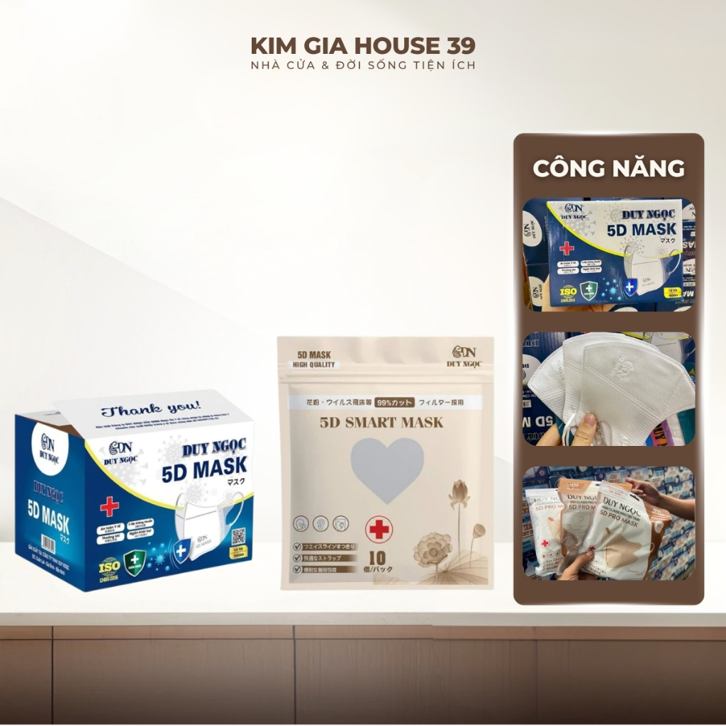 Khẩu Trang [ Thùng 100 Cái ] 5D DUY NGỌC Kháng Giọt , Bụi , Tia UV 3 Lớp Hàng Chính Hãng