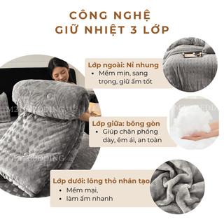 Chăn lông thỏ M2T BEDDING phiên bản Premium - sang trọng quý phái cân nặng 4,5kg kích thước 2mx2m3