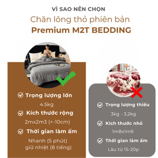 Chăn lông thỏ M2T BEDDING phiên bản Premium - sang trọng quý phái cân nặng 4,5kg kích thước 2mx2m3