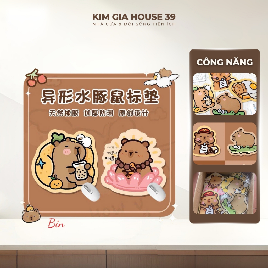 Lót chuột máy tính hình chuột cappy dễ thương , Miếng lót chuột máy tính