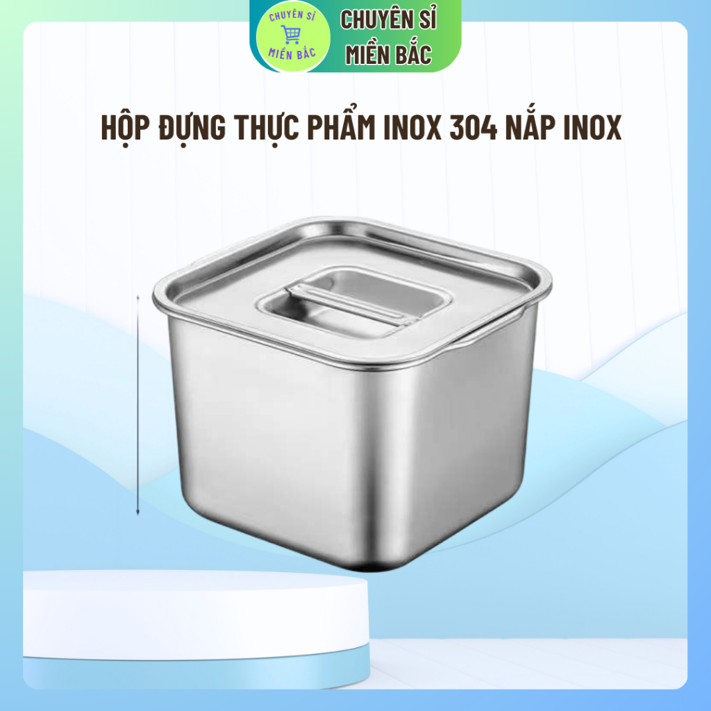 Hộp đựng thực phẩm Inox 304 nắp INOX  có các dung tích 0.9L , 1.5L, 2.2L , 3L , 4L