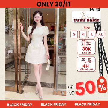 Đầm dự tiệc, đầm thiết kế sang chảnh, đầm tiệc cưới vải taffta phối lưới, đính đá V764 ( dài 83cm)