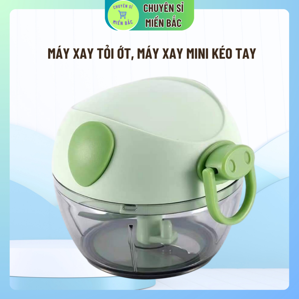 Máy xay tỏi ớt, máy xay mini kéo tay hình heo đa năng kéo dây tiện lợi