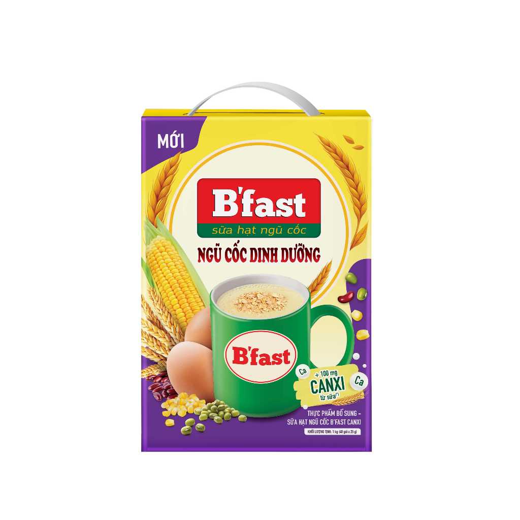 Thực phẩm bổ sung sữa hạt ngũ cốc B'fast Canxi hộp x 40gói x 25gr