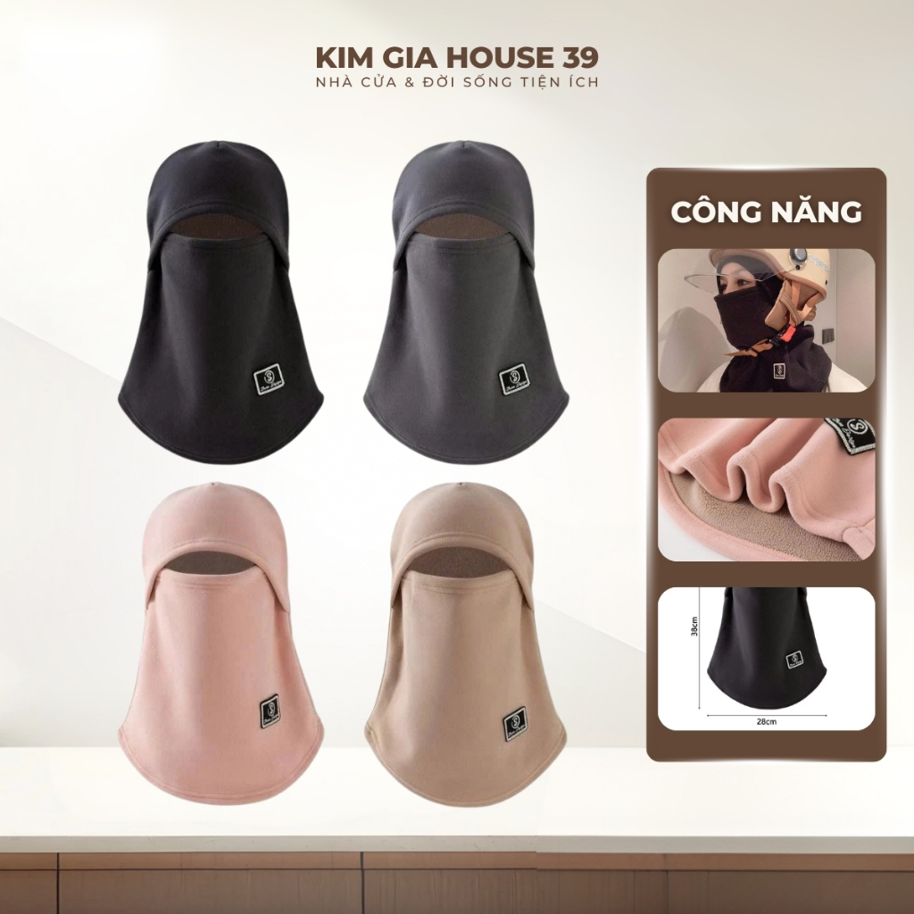Mũ lông cừu, Mũ chui đầu chống gió nhung, Mũ bảo hiểm chống bụi mùa đông quấn ấm áp Mũ Unisex