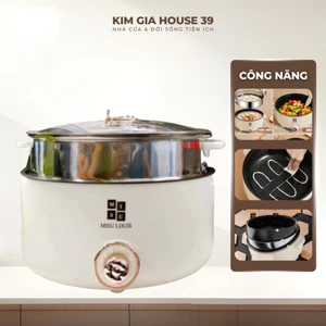 Nồi lẩu điện Misu tặng kèm xửng hấp inox TUIDO SHOP Dung Tích 4L chống dính size 28cm