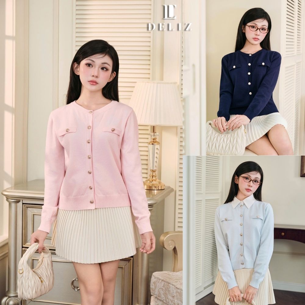 [MỞ BÁN] DELIZ - Áo len dài tay cardigan cho nữ mùa thu đông công sở cao cấp CD108