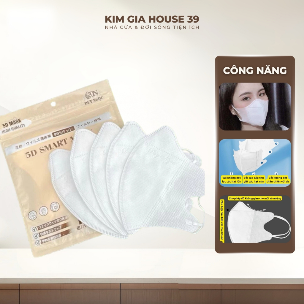 Thùng 100 chiếc khẩu trang 5D Duy Ngọc kháng khuẩn, chống tia uv, dùng 1 lần, khẩu trang DUY NGỌC