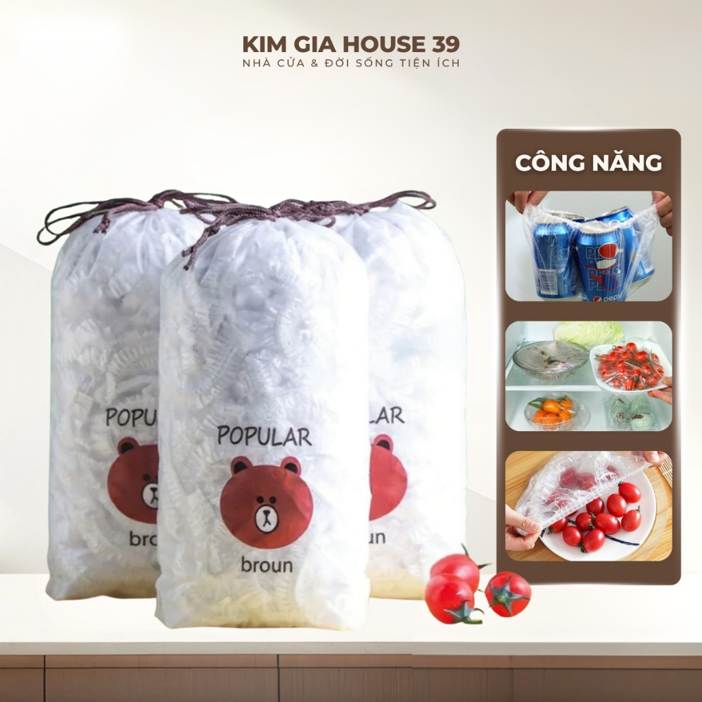 Túi màng bọc thực phẩm chất liệu PE co dãn có chun siêu dai, Túi gấu bọc đồ ăn,màng bọc thức ăn