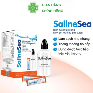 Dung dịch nước muối tự pha giúp giảm nghẹt mũi, long đờm, thông thoáng đường thở SalineSea