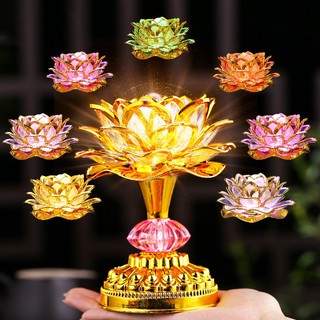 Đèn Thờ Đổi Màu Hoa Sen 16CM 2 Cách Sử Dụng Pin Hoặc Điện