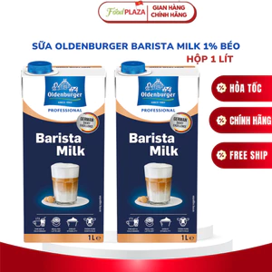 Combo Sữa Oldenburger Barista Milk 1% Béo Hộp 1L Chuyên Pha Chế, Tạo Bọt Mịn, Thơm Ngon