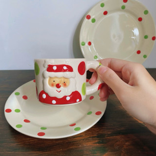 [Gốm Noel Mới] Ly Đĩa Ông Già Noel Chấm Bi - Gốm Nhật 2hand