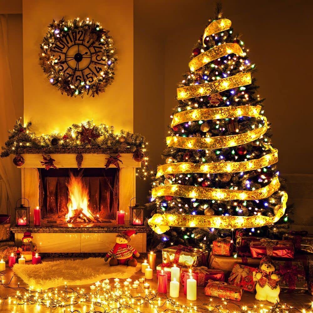 Dây Đèn LED Đom Đóm Rễ Cây Quấn Cây Thông Noel Dây Kẽm màu Xanh lá Tạo hình dễ dàng