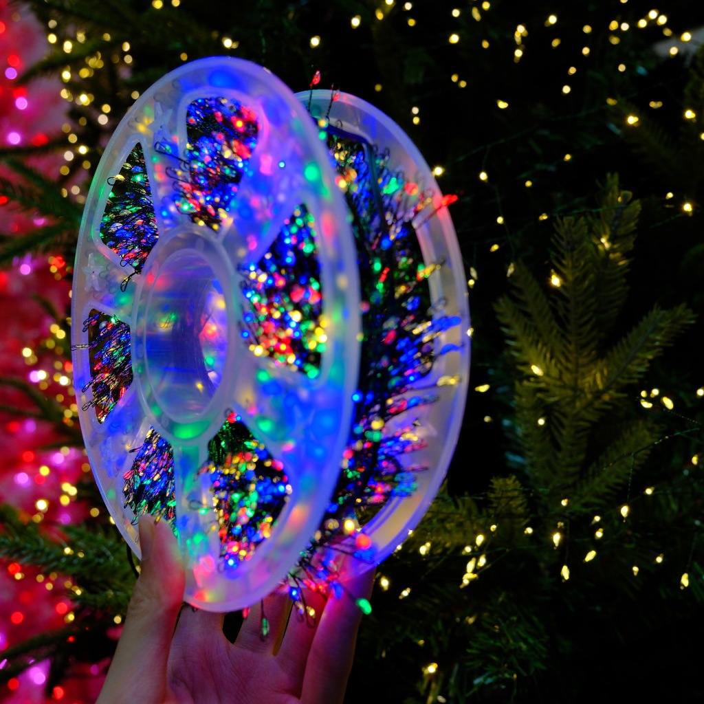 Dây Đèn LED Đom Đóm Rễ Cây Quấn Cây Thông Noel Dây Kẽm màu Xanh lá Tạo hình dễ dàng