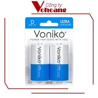 Pin đại D Voniko Alkaline thương hiệu Mỹ chính hãng, điện áp 1.5V, tương thích mọi thiết bị
